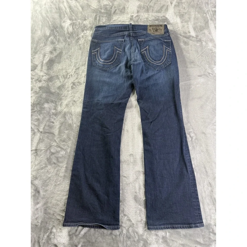 True Religion Danny Men's Jeans 34x31 Bootcut Blue Contrast Stitch CA30427 USA